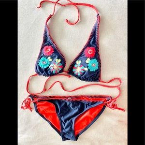 🛍 2 for 20 ITEM 🛍Red and Blue Embroidered Bikini